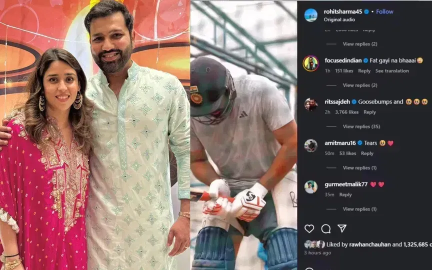 Rohit Sharma and Ritika Sajdeh [Source: @mufaddal_vohra/X.com]